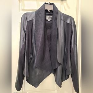 Kut From The Kloth Ana Faux Leather Drape Front Jacket Black Cardigan